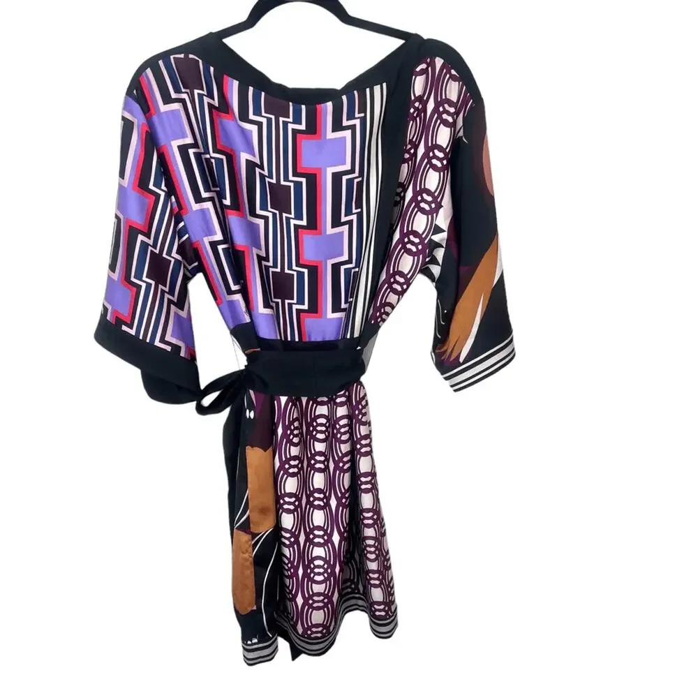 NWT Trina Turk Printed Boat-Neck Kimono  3/4 Sleeve Belted Shift Dress Sz 4 - Picture 6 of 8